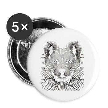 Chef-d’œuvre dynamique de toile de chien Op Art - Lot de 5 grands badges (56 mm) - blanc - Devant