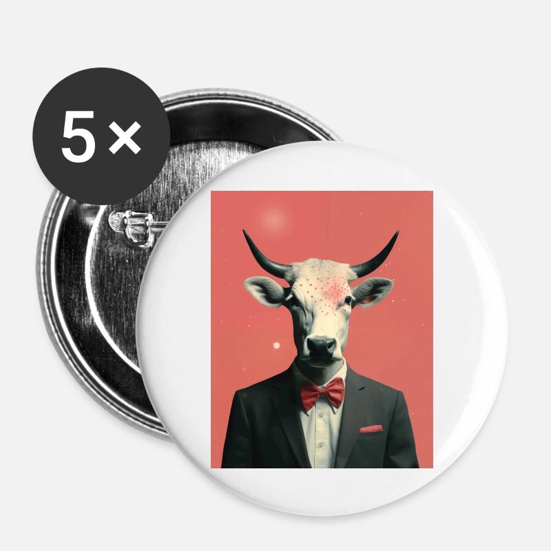 Man cow surreal collage - Buttons large 2.2''/56 mm (5-pack) - white
