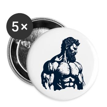 Une musculature puissante - Lot de 5 grands badges (56 mm) - blanc - Devant