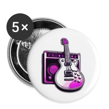 Rock n roll / Guitar / Music / Instrument - Buttons large 2.2''/56 mm (5-pack) - white - Front