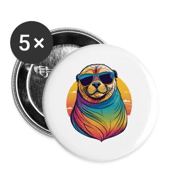 Sea Lion - Buttons large 2.2''/56 mm (5-pack) - white - Front