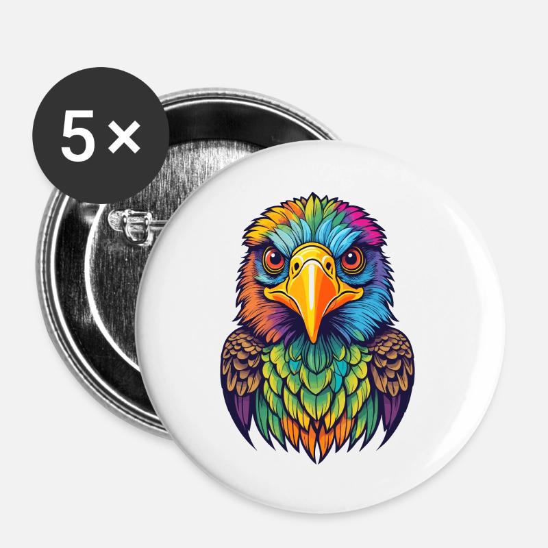 Colorful Eagle - Buttons large 2.2''/56 mm (5-pack) - white