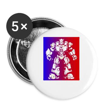 robot robi cyborg ai intelligence artificielle ai s - Lot de 5 grands badges (56 mm) - blanc - Devant