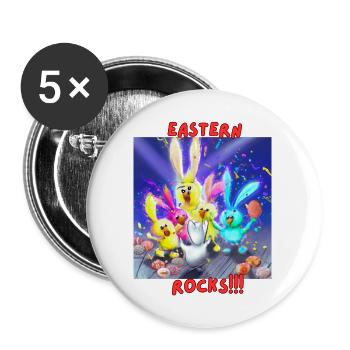 Ostern rockt - Buttons groß 56 mm (5er Pack) - Weiß - Vorne