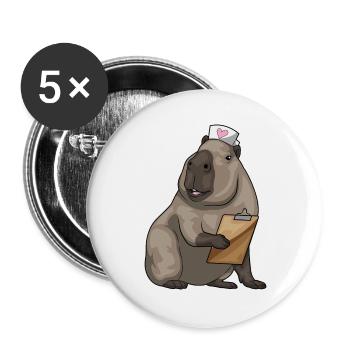 Capybara Nurse - Buttons large 2.2''/56 mm (5-pack) - white - Front