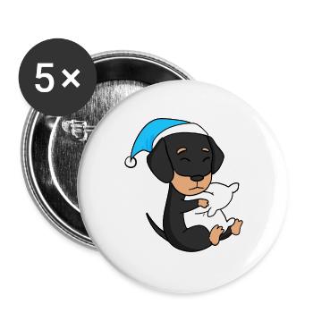 sleeping, tiredness, dog, dog breed, dachshund - Buttons large 2.2''/56 mm (5-pack) - white - Front