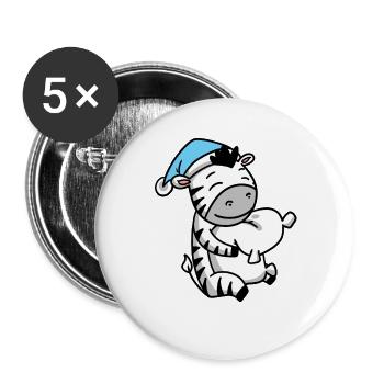 Zebra with pillow and sleepy cap - Buttons large 2.2''/56 mm (5-pack) - white - Front