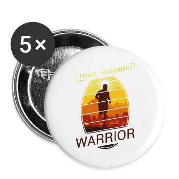 Trail Running Laufen Berge Joggen Geschenk - Buttons groß 56 mm (5er Pack) - Weiß - Vorne