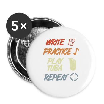 Tuba Motivation - Buttons large 2.2''/56 mm (5-pack) - white - Front