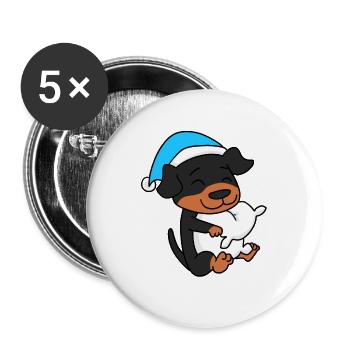 Rottweiler Schlafen Müdigkeit Hund - Buttons groß 56 mm (5er Pack) - Weiß - Vorne