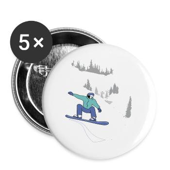Snowboard, Winter Sports - Buttons large 2.2''/56 mm (5-pack) - white - Front