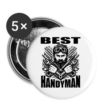 THE BEST HANDYMAN - Lot de 5 grands badges (56 mm) - blanc - Devant