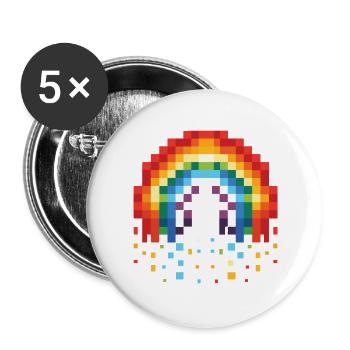 Pixel Art Rainbow 8-Bit Retro - Buttons large 2.2''/56 mm (5-pack) - white - Front