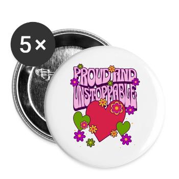 LGBTQ Pride Coeur Fleurs Amour Gay - Lot de 5 grands badges (56 mm) - blanc - Devant