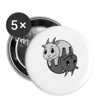 Yin Yang Zeichen Ziege - Buttons groß 56 mm (5er Pack) - Weiß - Vorne