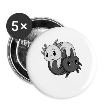 Yin Yang Zeichen Axolotl - Buttons groß 56 mm (5er Pack) - Weiß - Vorne