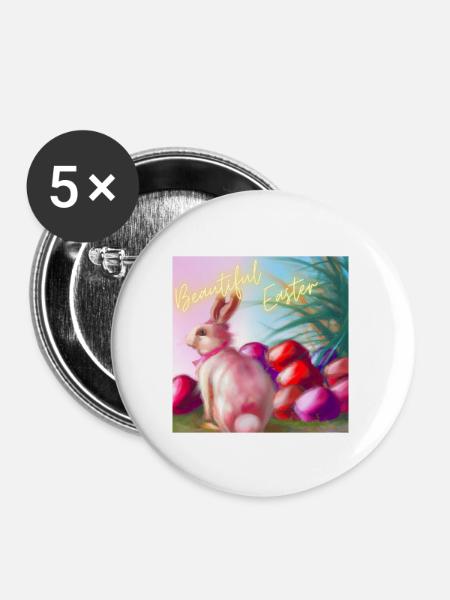 Bezaubernde Ostern - Buttons groß 56 mm (5er Pack) - Weiß