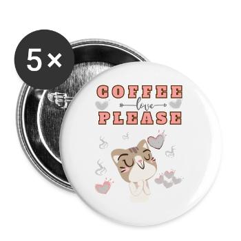 Coffee Please - Buttons groß 56 mm (5er Pack) - Weiß - Vorne