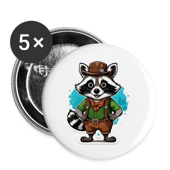 Lederhosen / Animal / Traditional costume / Tradition / Raccoon - Buttons large 2.2''/56 mm (5-pack) - white - Front