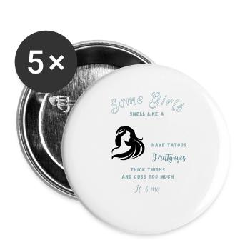 Humorvoller Pferde-Instagram-Post - Buttons groß 56 mm (5er Pack) - Weiß - Vorne