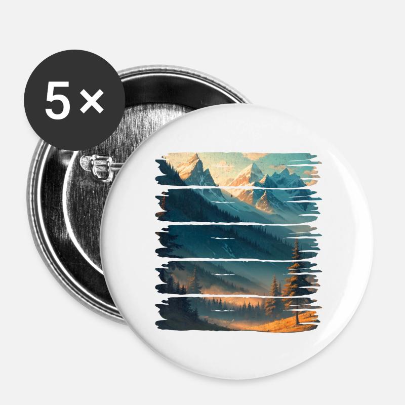 Landscape, nature, forest - Buttons large 2.2''/56 mm (5-pack) - white
