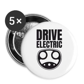 Drive Electric Supercharge - Fans de voitures électriques - Lot de 5 grands badges (56 mm) - blanc - Devant