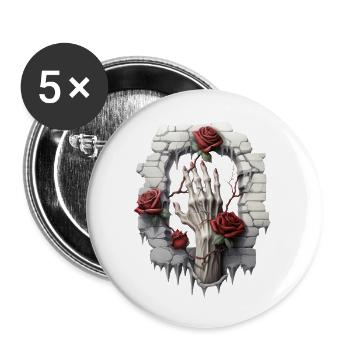 Roses and Illustrations: A Gothic Collection - Buttons large 2.2''/56 mm (5-pack) - white - Front