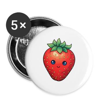Erdbeere Anime süß - Buttons groß 56 mm (5er Pack) - Weiß - Vorne