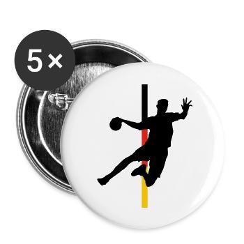 Handball Sieg - Buttons groß 56 mm (5er Pack) - Weiß - Vorne