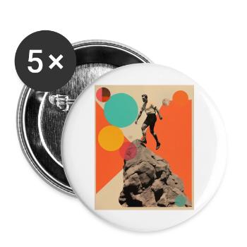Mein Großvater klettert auf den Berg - Buttons groß 56 mm (5er Pack) - Weiß - Vorne