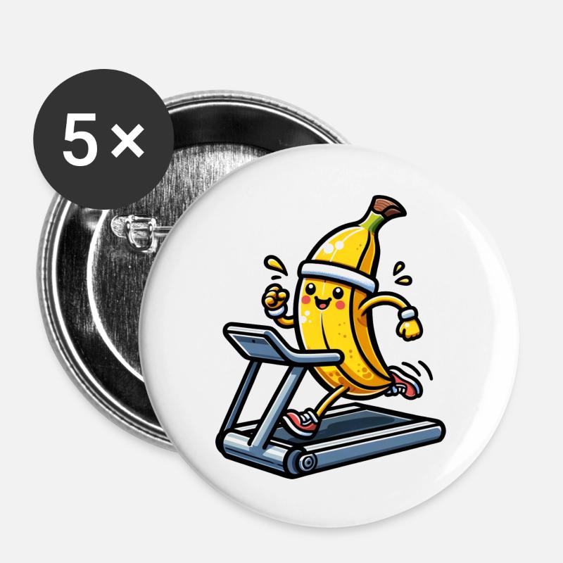 Running Banana - Buttons large 2.2''/56 mm (5-pack) - white