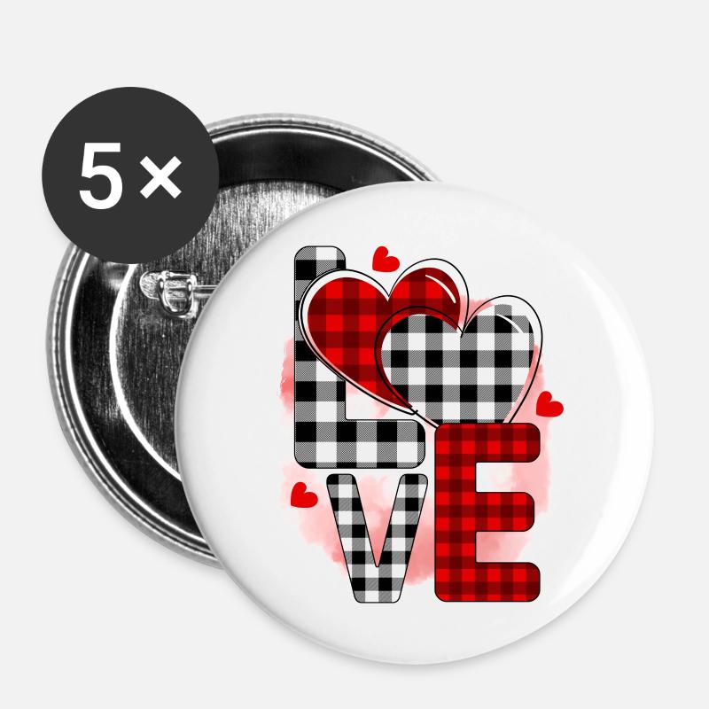 Love Valentine - Buttons large 2.2''/56 mm (5-pack) - white