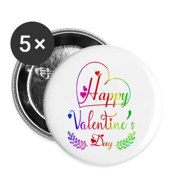 Love me Valentine Happy Valentines Valentines - Buttons large 2.2''/56 mm (5-pack) - white - Front