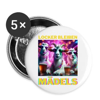 Locker Bleiben - Buttons groß 56 mm (5er Pack) - Weiß - Vorne