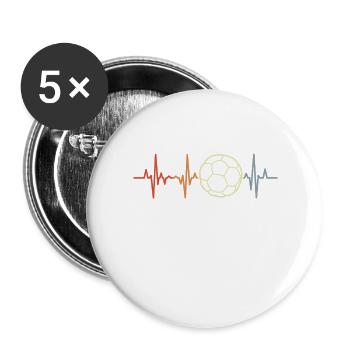 Vintage Handball Herzklopfen - Buttons groß 56 mm (5er Pack) - Weiß - Vorne