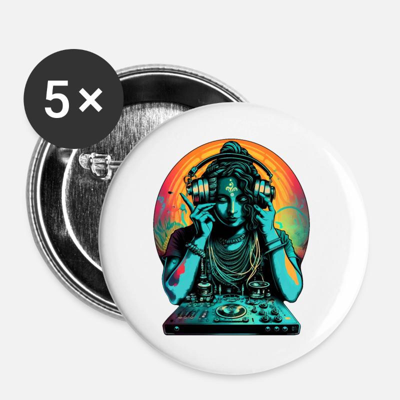 Goddess DJ - Buttons large 2.2''/56 mm (5-pack) - white