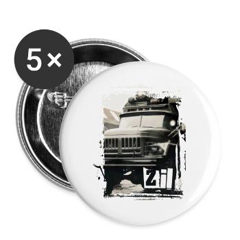 ZIL 131 DDR - Buttons groß 56 mm (5er Pack) - Weiß - Vorne