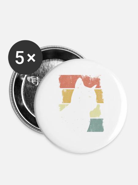 Katze Skizze - Buttons groß 56 mm (5er Pack) - Weiß
