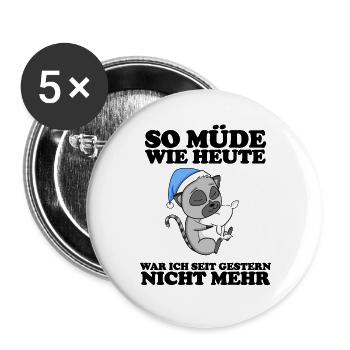 Ausschlafen Müde Spruch lustig Schlafen - Lemur - Buttons groß 56 mm (5er Pack) - Weiß - Vorne