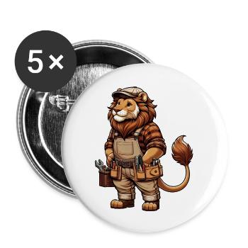 Artisan Lion mignon - Lot de 5 grands badges (56 mm) - blanc - Devant