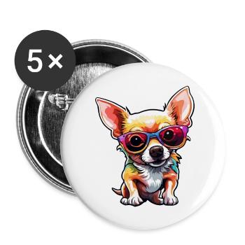 Chihuahua / kleiner Hund / Tier / winzig / Rasse - Buttons groß 56 mm (5er Pack) - Weiß - Vorne