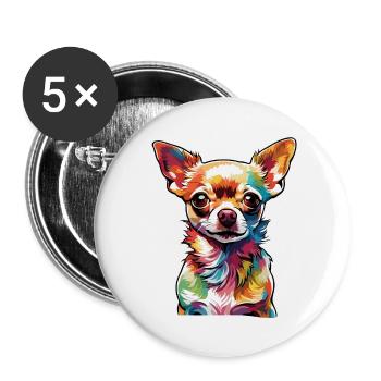 Chihuahua / small dog / animal / tiny / breed - Buttons large 2.2''/56 mm (5-pack) - white - Front