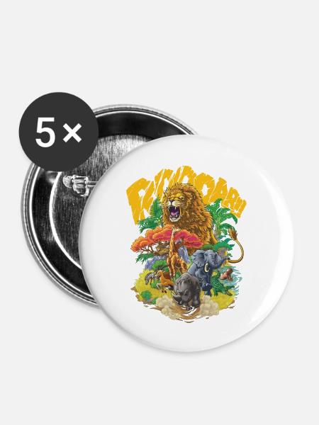 Tiere der Savanne #1 - Buttons groß 56 mm (5er Pack) - Weiß