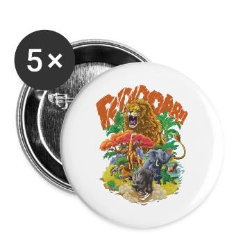 Animaux de la Savane #2 - Lot de 5 grands badges (56 mm) - blanc - Devant