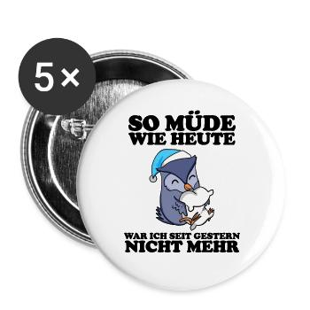 Ausschlafen Müde Spruch lustig Schlafen - Eule - Buttons groß 56 mm (5er Pack) - Weiß - Vorne