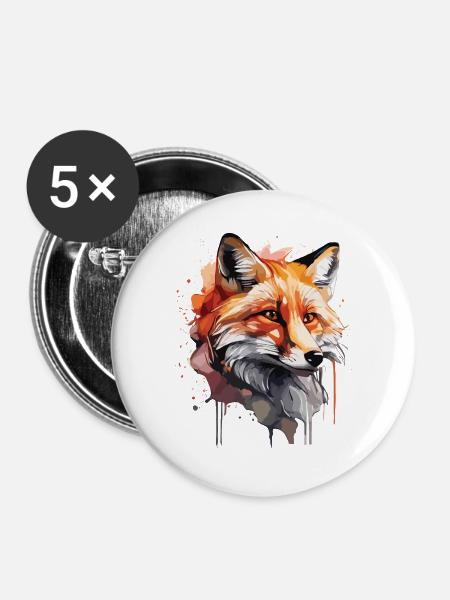 Niedlicher Fuchs - Buttons groß 56 mm (5er Pack) - Weiß