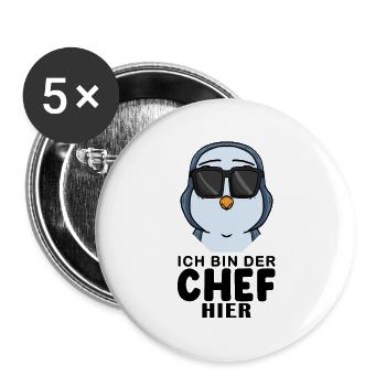 Pinguin - Buttons groß 56 mm (5er Pack) - Weiß - Vorne