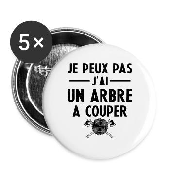 I can't I have a tree to cut gift - Buttons large 2.2''/56 mm (5-pack) - white - Front