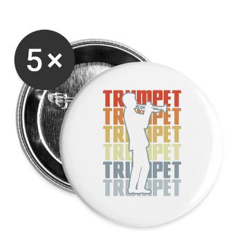 Retro Trompete - Buttons groß 56 mm (5er Pack) - Weiß - Vorne