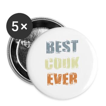 Bester Koch - Buttons groß 56 mm (5er Pack) - Weiß - Vorne